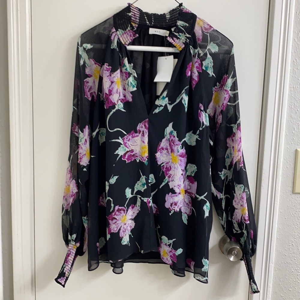A.L.C. Silk black blouse top size 0